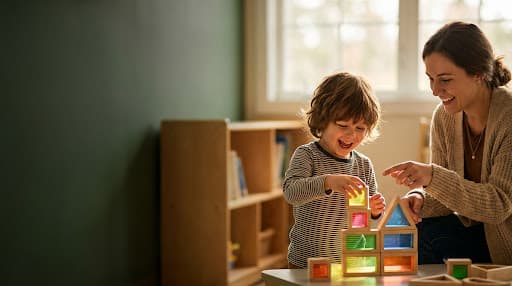 Pre-K STEM activity with teacher